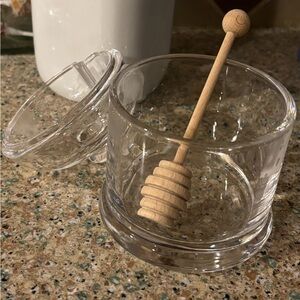 Tablecraft 11040 Honey Dipper Set, 4.88-inch Height, Clear Glass and Wood